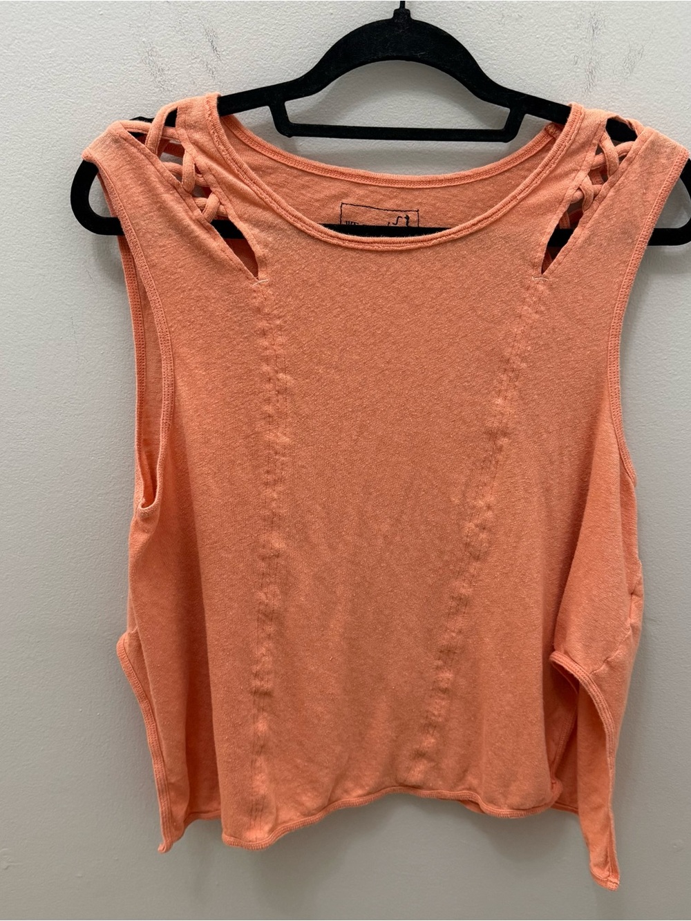 Vintage Free People Sleeveless Oversized Cut Off Top - Peach Orange Size XS